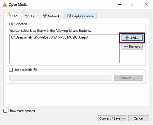 Access Open Media To Upload Mp3 In Vlc
