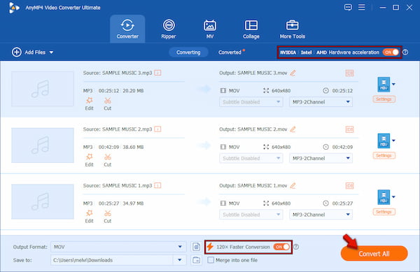 Batch Convert To Mov In Anymp4 Video Converter Ultimate