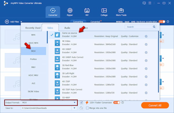 Set Output Format In Anymp4 Video Converter Ultimate