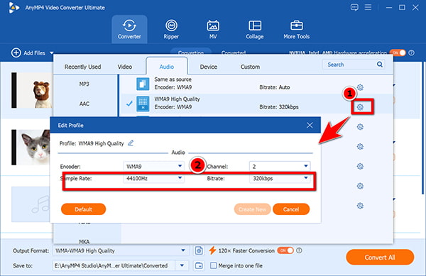 Create Wma High Quality Profile