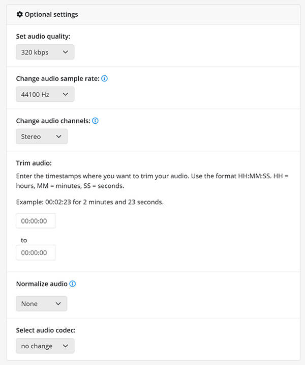 Online Convert Output Mp3 Bitrate Settings