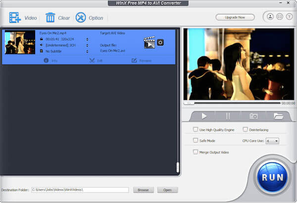 WinX Free MP4 para AVI Converter