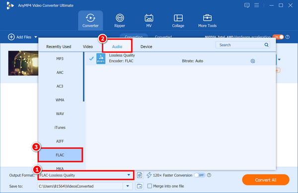Choose Flac Adjust Profile Settings Anymp4