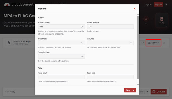 Configure Audio Options Cloudconvert