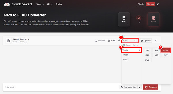 Set Output Format Flac Cloudconvert
