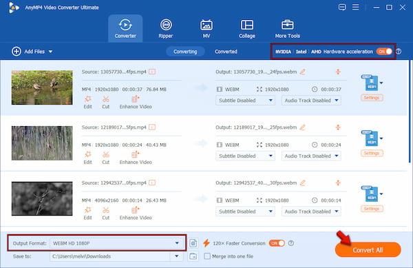 Convert To WebM In Anymp4 Video Converter Ultimate