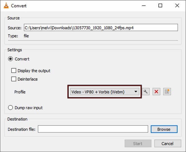 Select Webm Profile To Convert Mp4 In Vlc