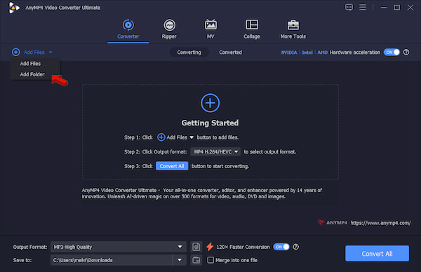 Load Source Videos In Anymp4 Video Converter Ultimate