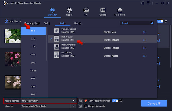 Set Mp3 As New Format In Anymp4 Video Converter Ultimate