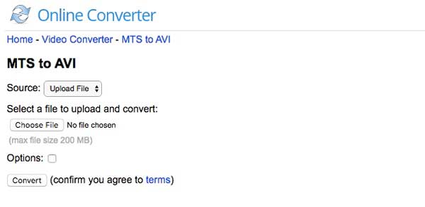 Konvertera MTS till AVI Online