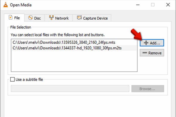 Open Media Window To Upload Mts In Vlc