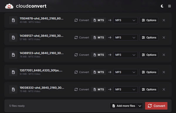 Decode Mts To Mp3 In Cloudconvert