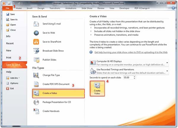 Salvar como PowerPoint 2010 em vídeo