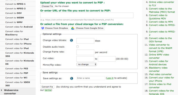 Conversor de psp de conversão online