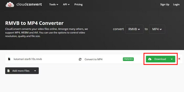 Baixar MP4 convertido Cloudconvert
