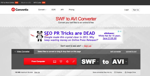 Converteer swf naar avi online