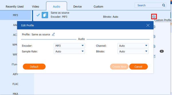 Configure Audio Parameters Anymp4