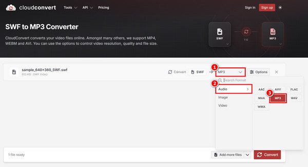 Select Mp3 Output Format Cloudconvert