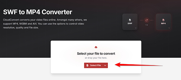 Carica il file multimediale su CloudConvert