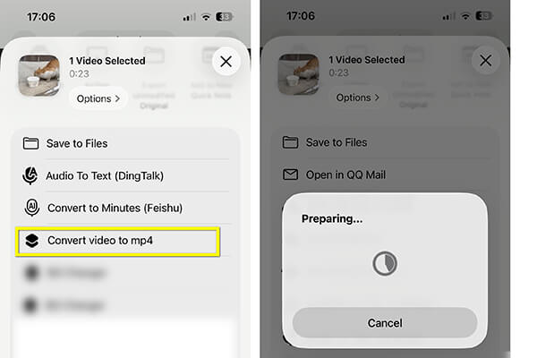 Convert Video to MP4 in Shortcut