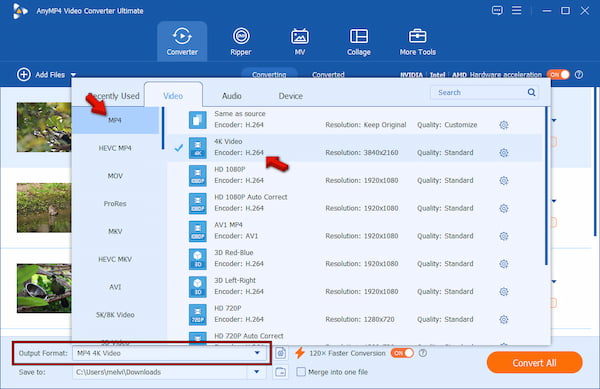 Set Mp4 As Output Format In Anymp4 Video Converter Ultimate