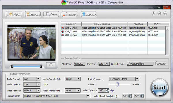 WinX Free VOB to MP4 Converter