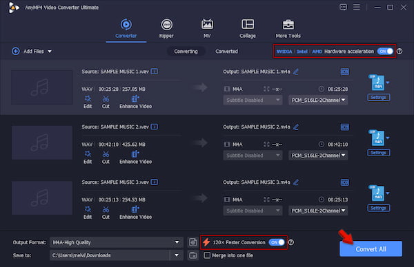 Convert To M4a In Anymp4 Video Converter Ultimate