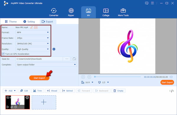Export Wav To Video In Anymp4 Video Converter Ultimate