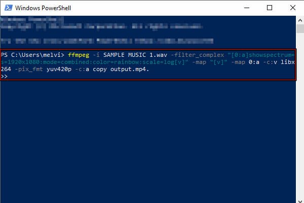 Run Spectrum Visualizer Command In Ffmpeg