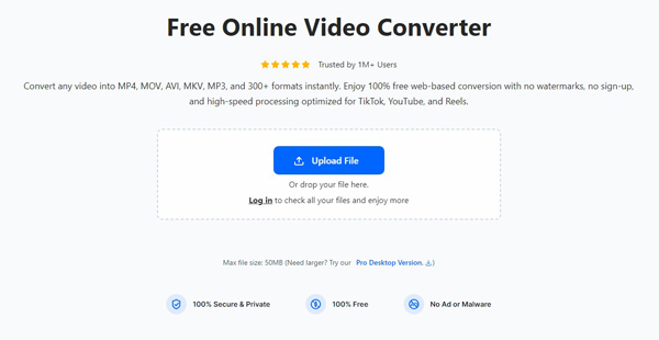 Média feltöltése az Anymp4 ingyenes online videó konverterbe