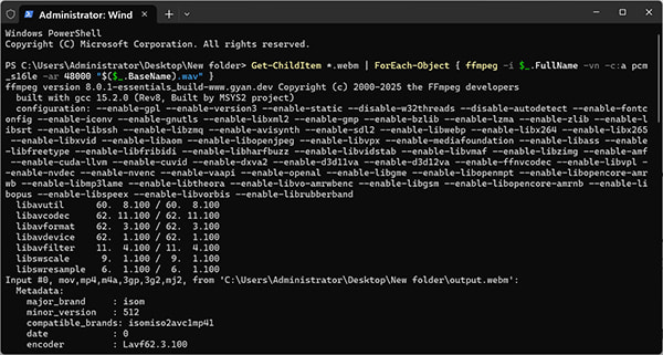 Batch Convert Webm To Wav In Ffmpeg