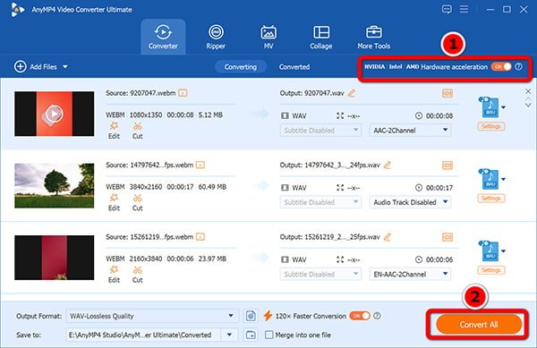 Convert Webm To Wav In Anymp4 Video Converter Ultimate