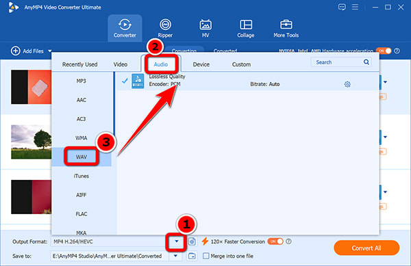 Output Wav In Anymp4 Video Converter Ultimate