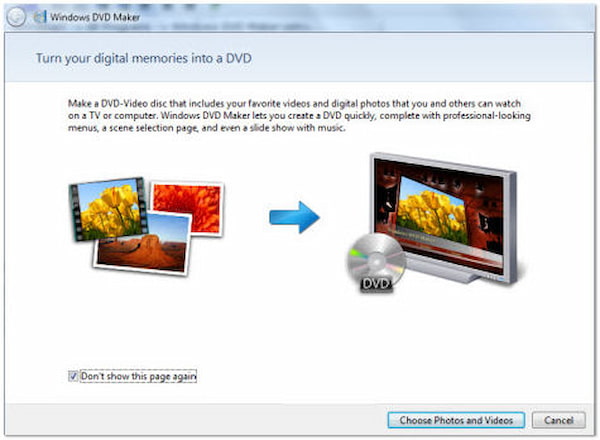 Nahrajte fotografie a videa do programu Windows DVD Maker