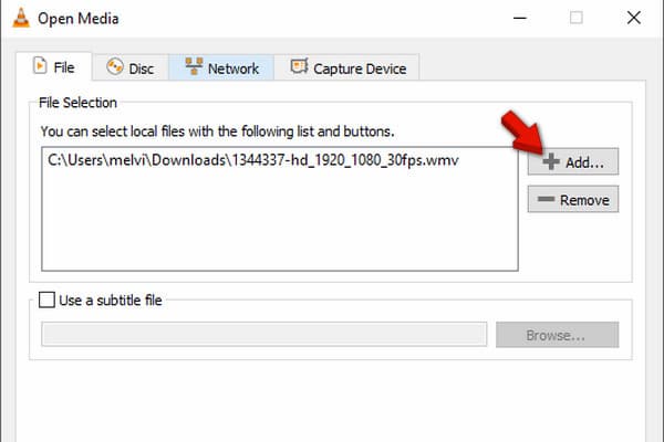 Open Media Window To Import Wmv In Vlc