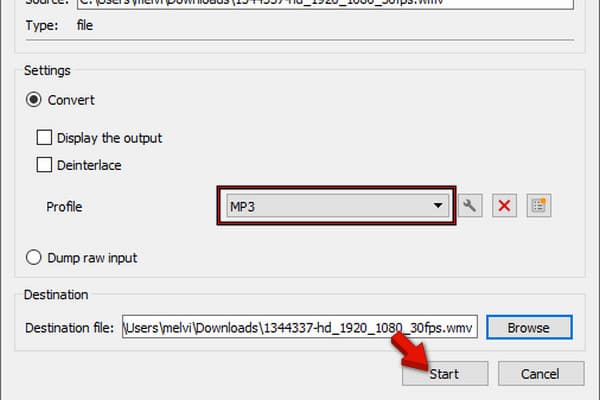 Select Newly Create Mp3 Profile To Convert Video In Vlc