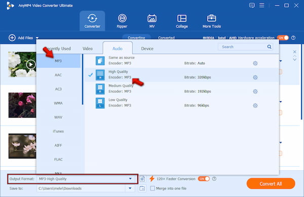 Set Mp3 As New Format In Anymp4 Video Converter Ultimate