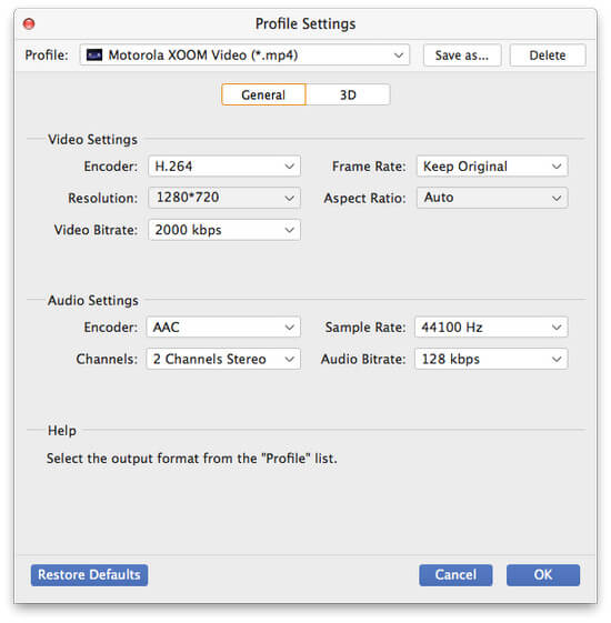 Definir configurações de saída