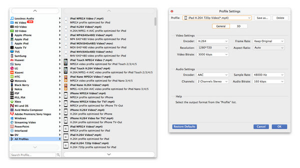 output settings