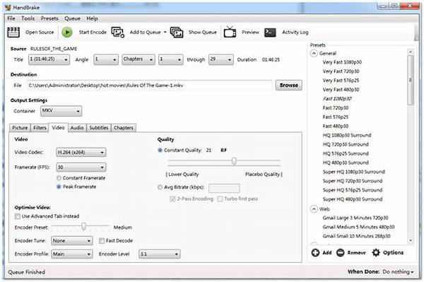 HandBrake Konwersja DVD do MKV