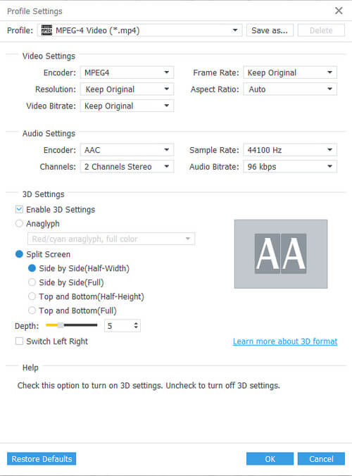 Customize output settings