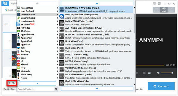 Select Output Format