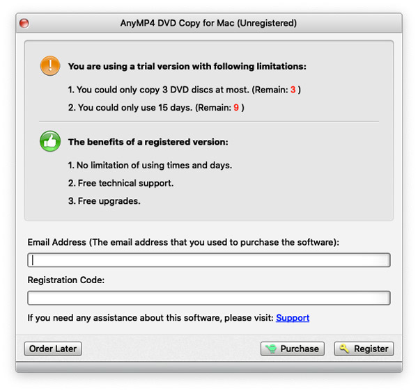 Registrer DVD Copy for Mac