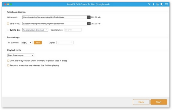 Adjust Output Settings and Start