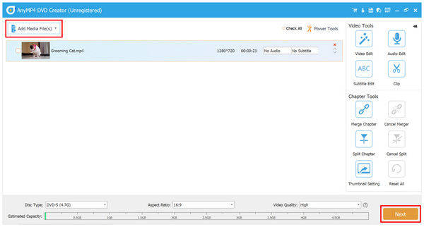Anymp4 Dvd Creator 新增文件