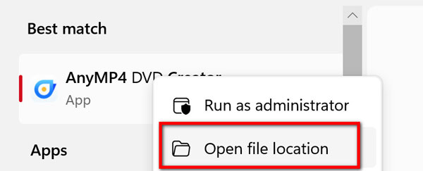 DVD Creator Open File Location