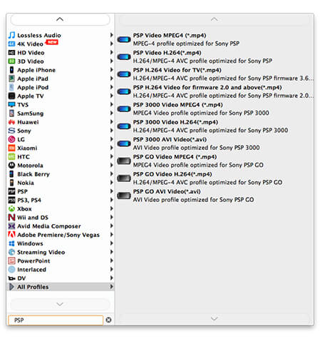 Wybierz profil PSP