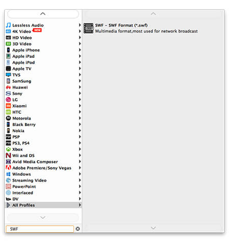 Select SWF profile