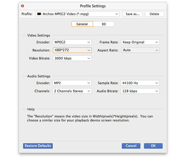 Definir perfil MPG