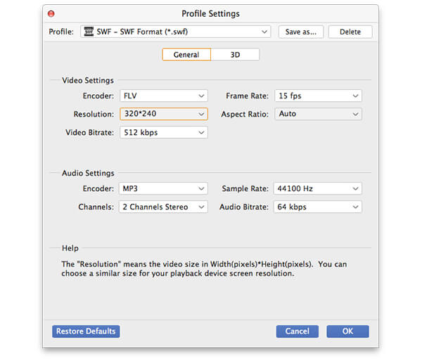 Set SWF profile